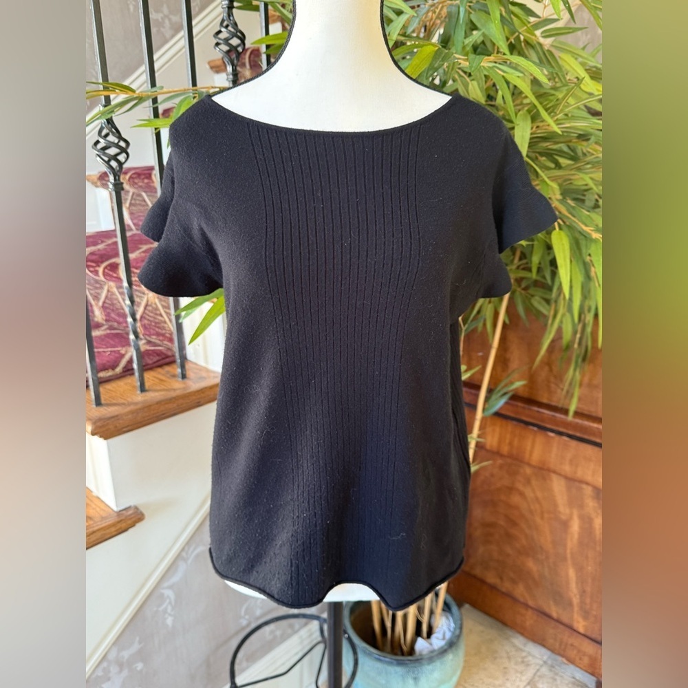 VILA MILANO ladies, large pullover, short sleeve black sweater very good cond - Picture 6 of 12